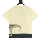 Gucci short-sleeve T-shirt, pale yellow with partial dinosaur print on back