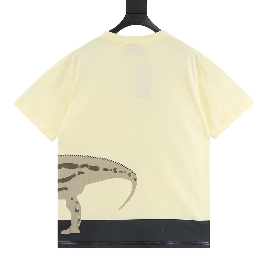 Gucci short-sleeve T-shirt, pale yellow with partial dinosaur print on back