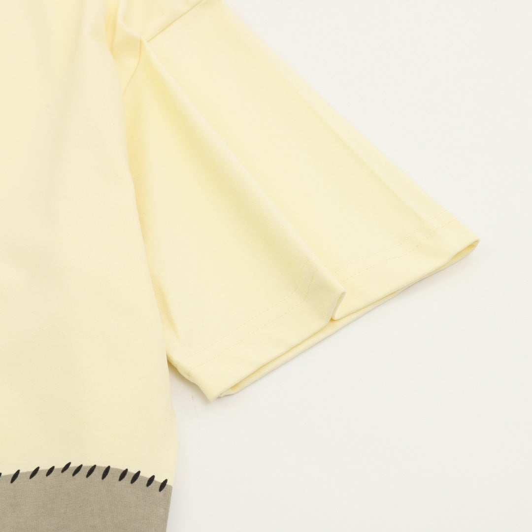 Gucci short-sleeve T-shirt, pale yellow with folded sleeve and side seam