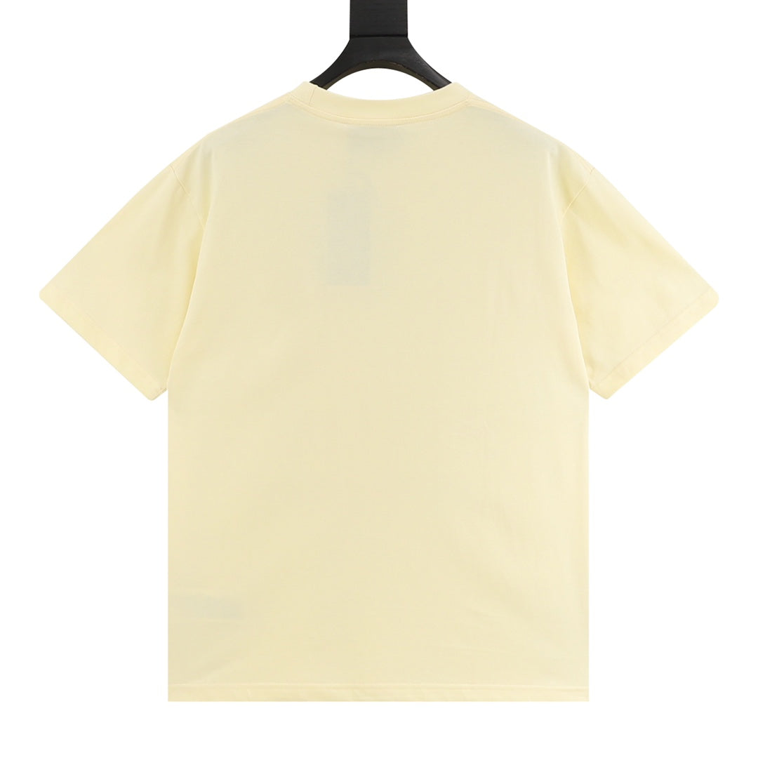 Kids short-sleeve T-shirt in pale yellow, plain back view