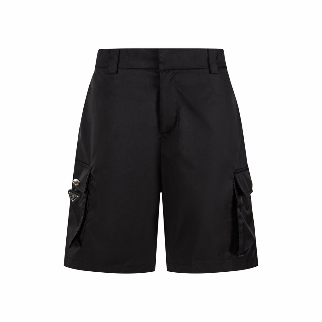 Prada black cargo shorts with side flap pockets