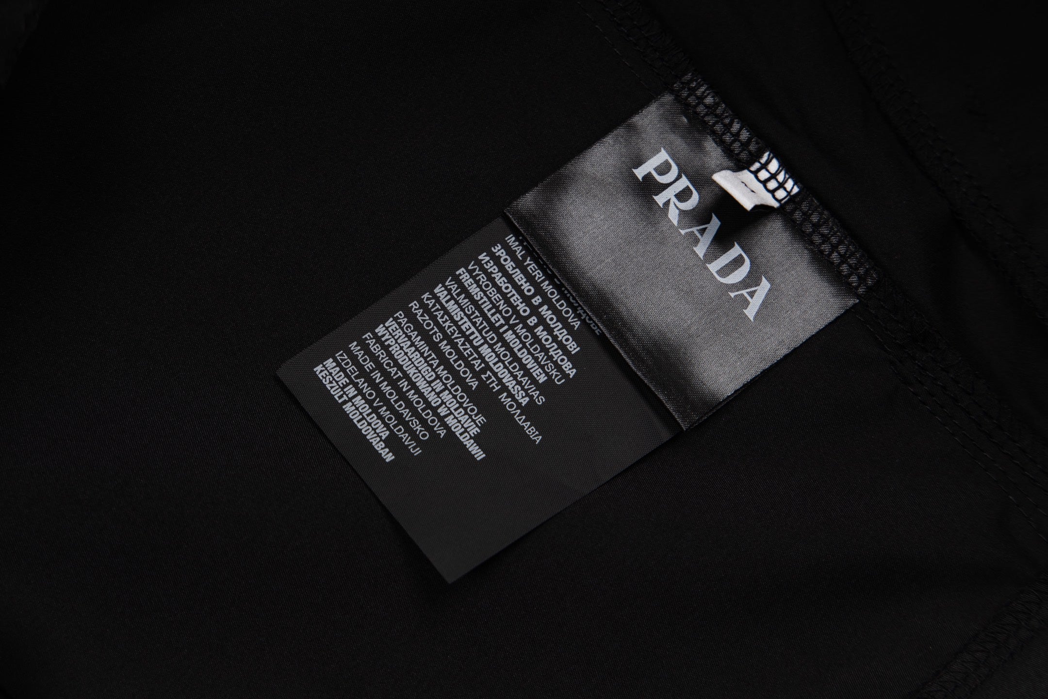 Prada black shorts care label on inner waistband