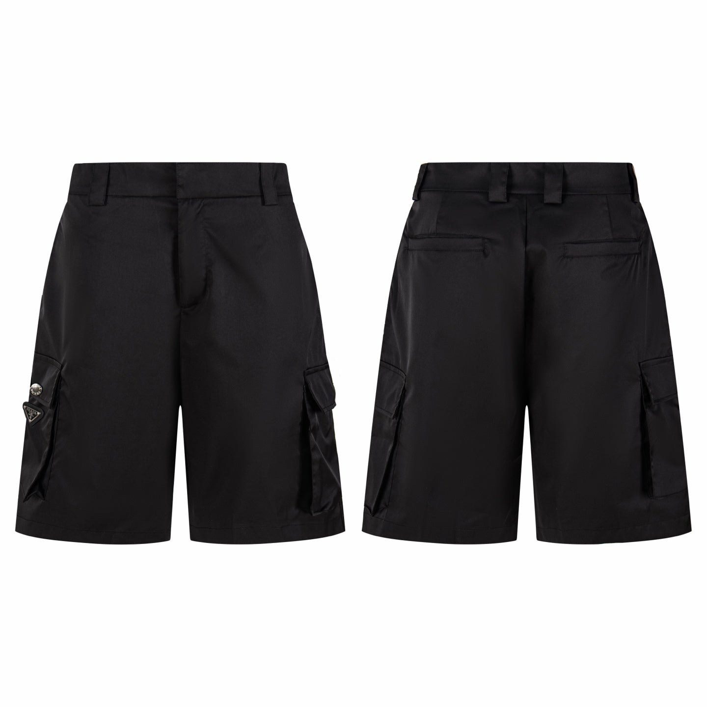 Prada black cargo shorts with side cargo pockets