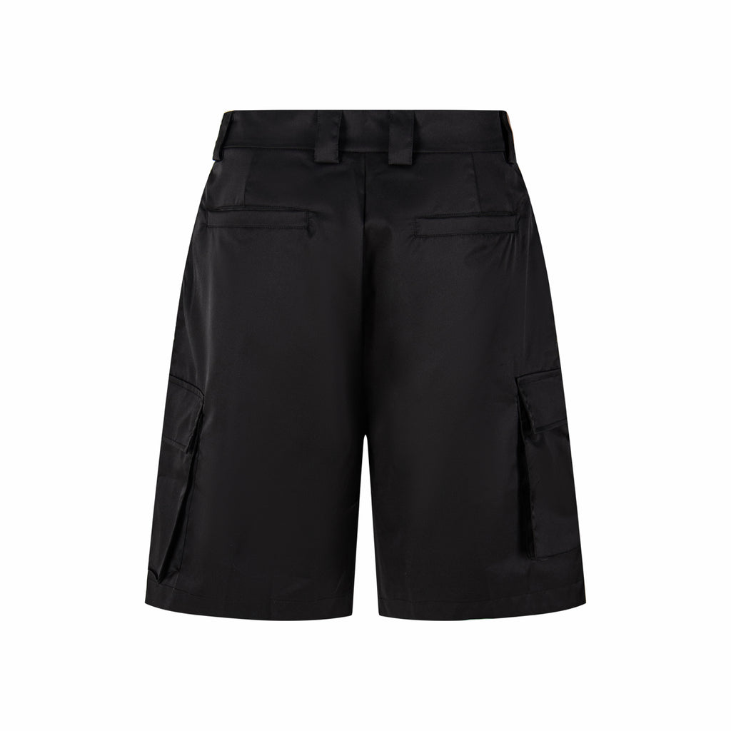 Prada black cargo shorts, front view with belt loops