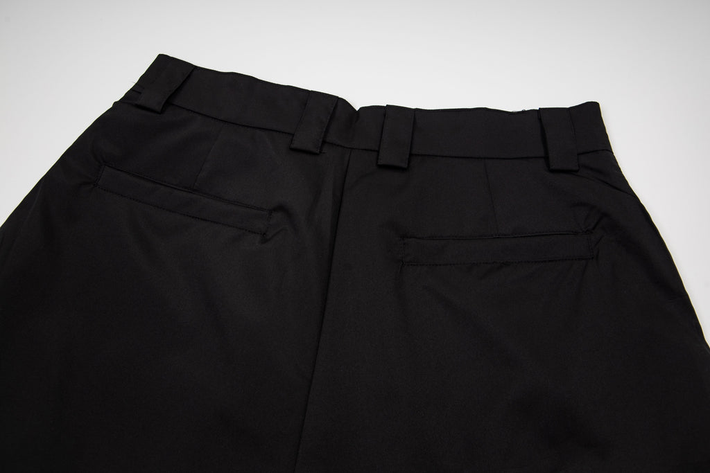 Black Prada dress pants with waistband belt loops and front pocket