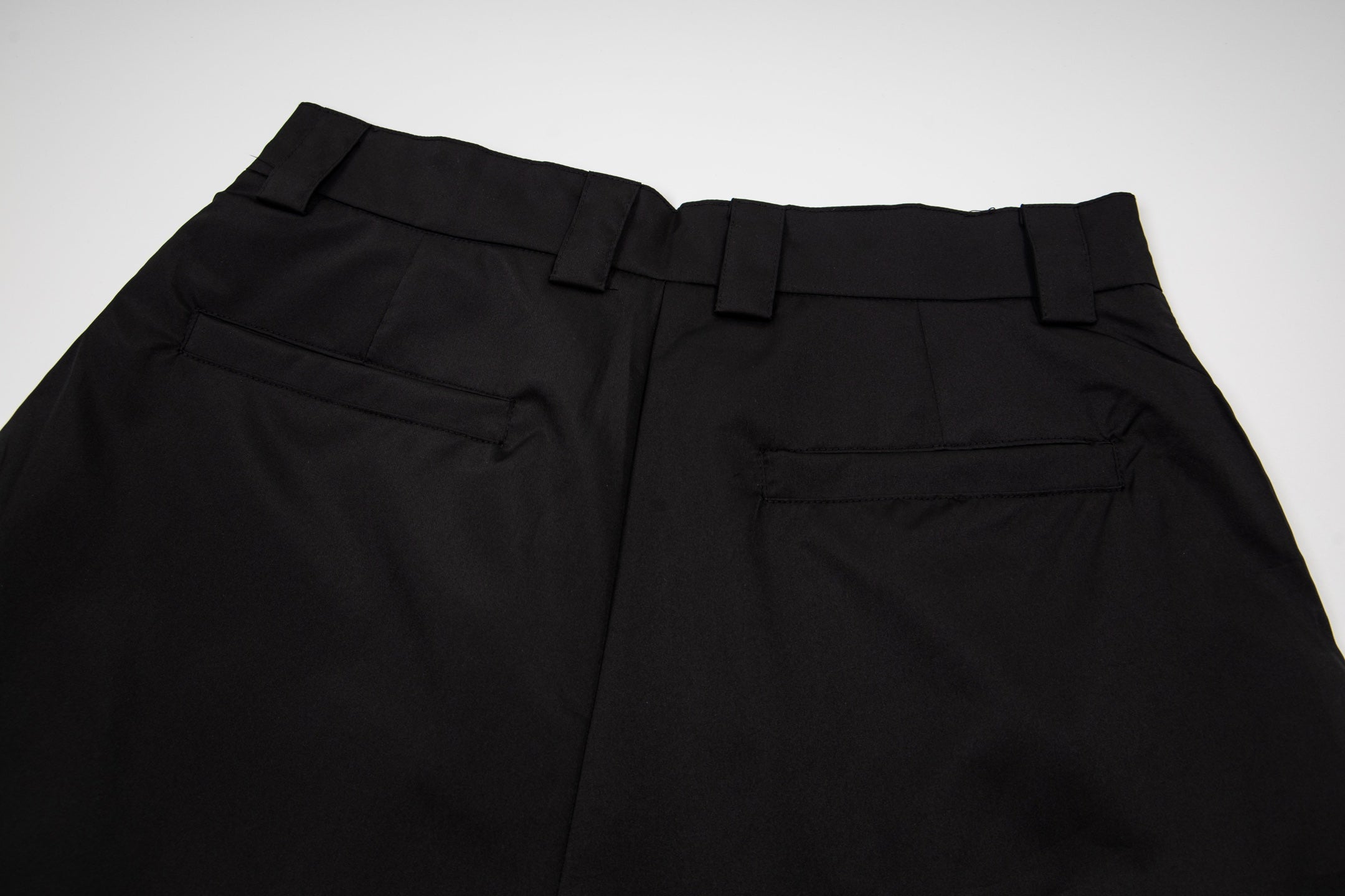Black Prada dress pants with waistband belt loops and front pocket
