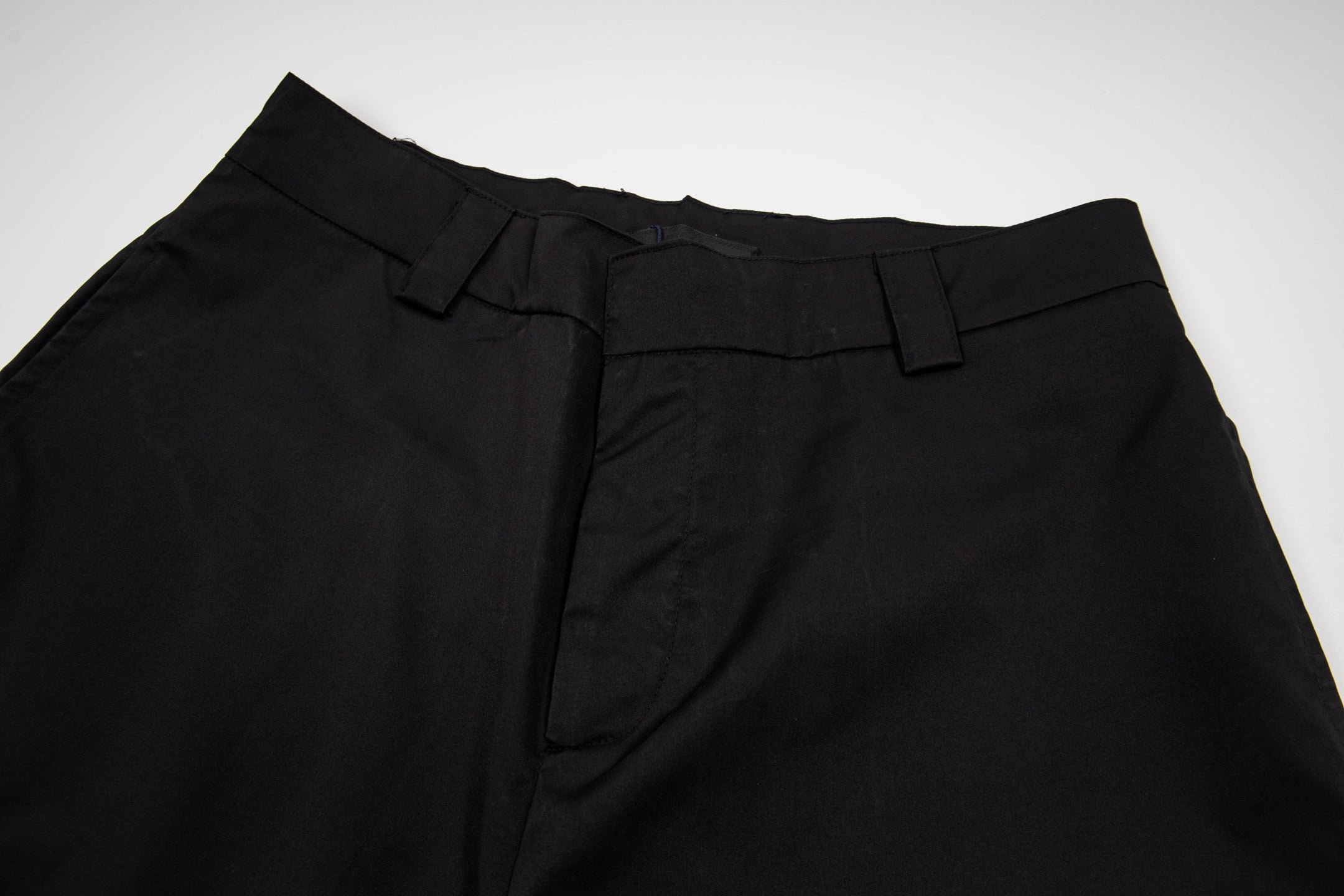 Prada black shorts waistband with button and belt loops