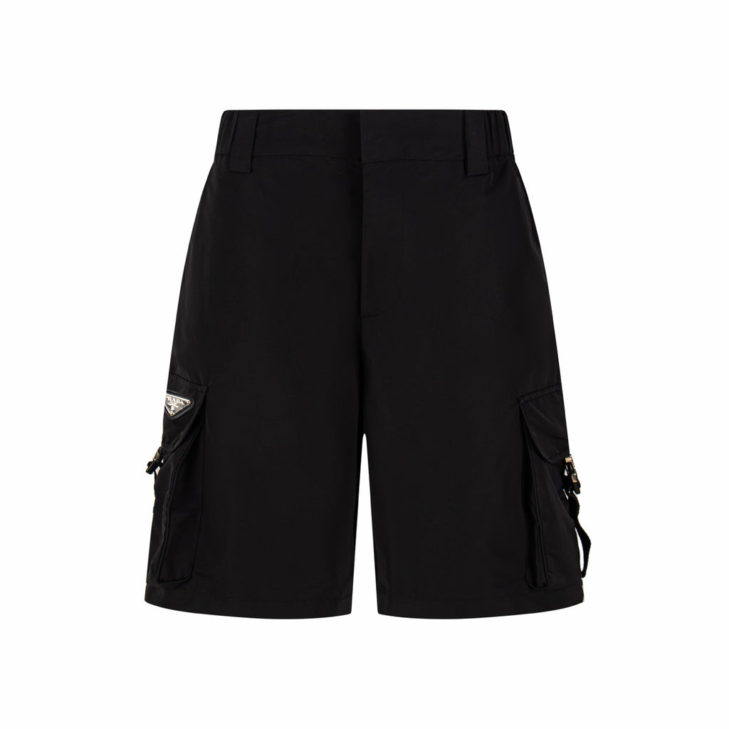 Prada black cargo shorts with flap side pockets