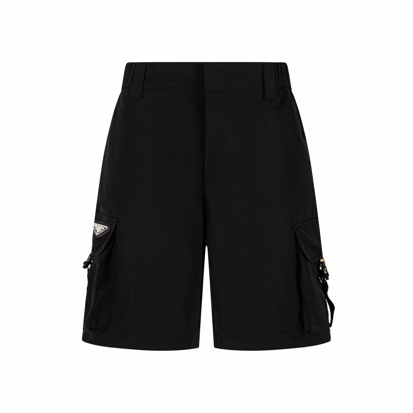 Prada black cargo shorts with flap side pockets