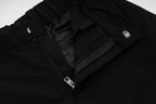 Prada black pants with zip fly, metal button, and front welt pockets