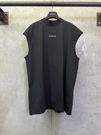 Balenciaga sleeveless top in dark color with crew neck and small chest logo print