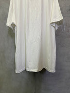 White crewneck T-shirt back view with center seam and short sleeves