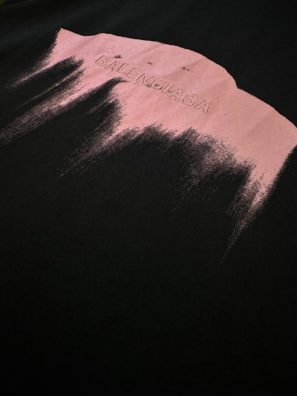 Balenciaga black T-shirt with large pink graphic print