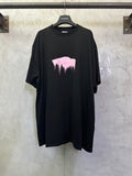 Balenciaga black crewneck T-shirt with pink graphic front