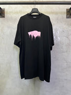 Balenciaga black crewneck T-shirt with pink graphic front