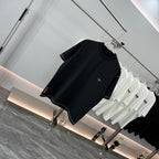 Prada short-sleeve T-shirt, dark navy, crew neck, chest pocket, logo on front