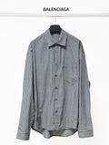 Balenciaga checkered button-up shirt with long sleeves, front button placket