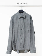 Balenciaga checkered button-up shirt with long sleeves, front button placket