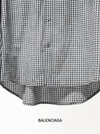Checkered shirt hem with button-front placket and long-sleeve cuff