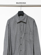 Checkered button-up shirt with long sleeves and button-front placket