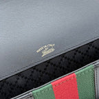 Gucci bag interior branding detail: "MADE IN ITALY" and logo on leather panel