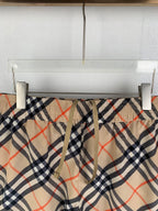 Burberry plaid pants waistband with drawstring and beige navy red checks