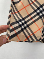 Burberry plaid fabric panel in beige with navy and red intersecting lines