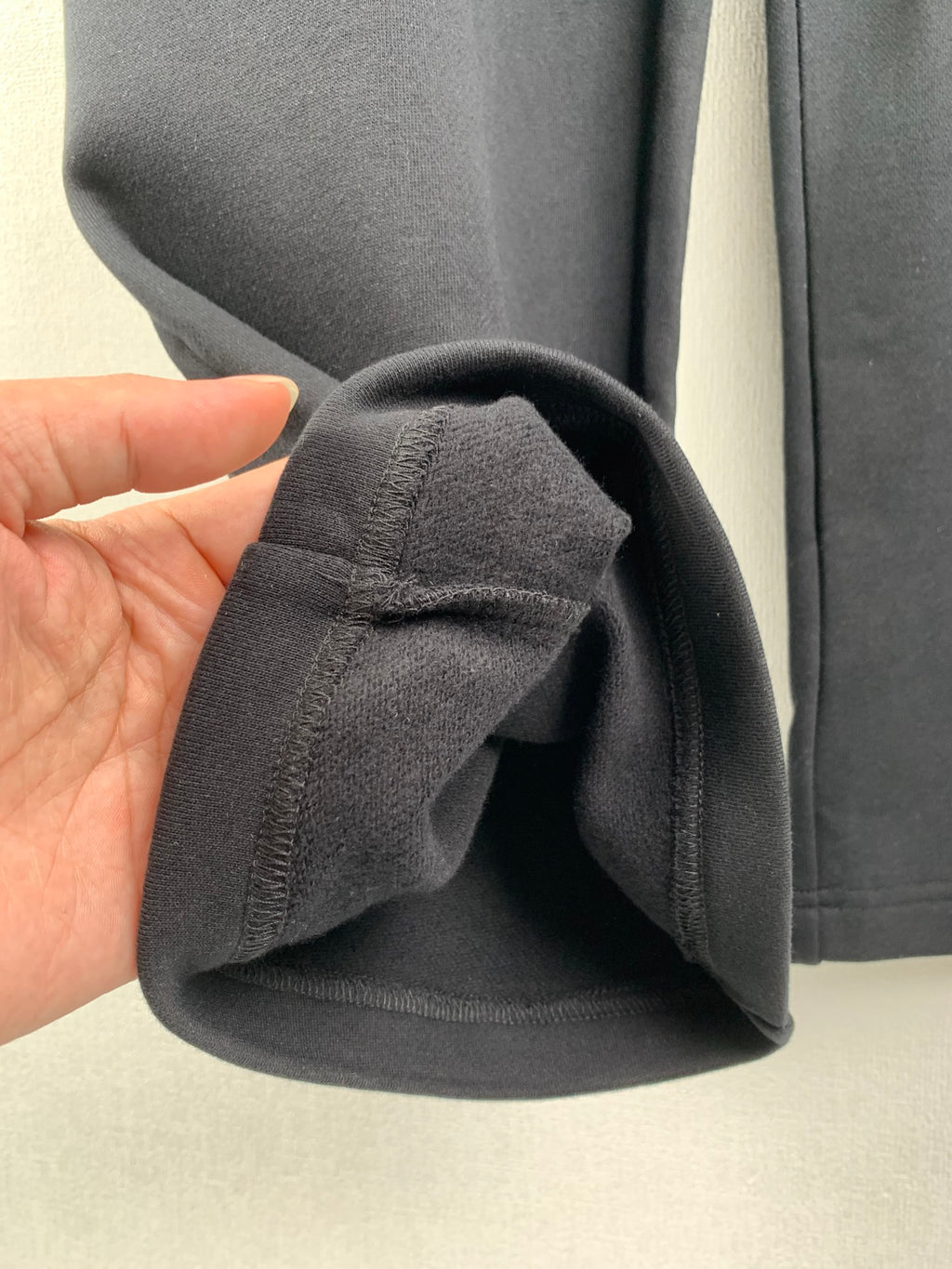 Balenciaga pants dark fabric hem cuff with gathered seam