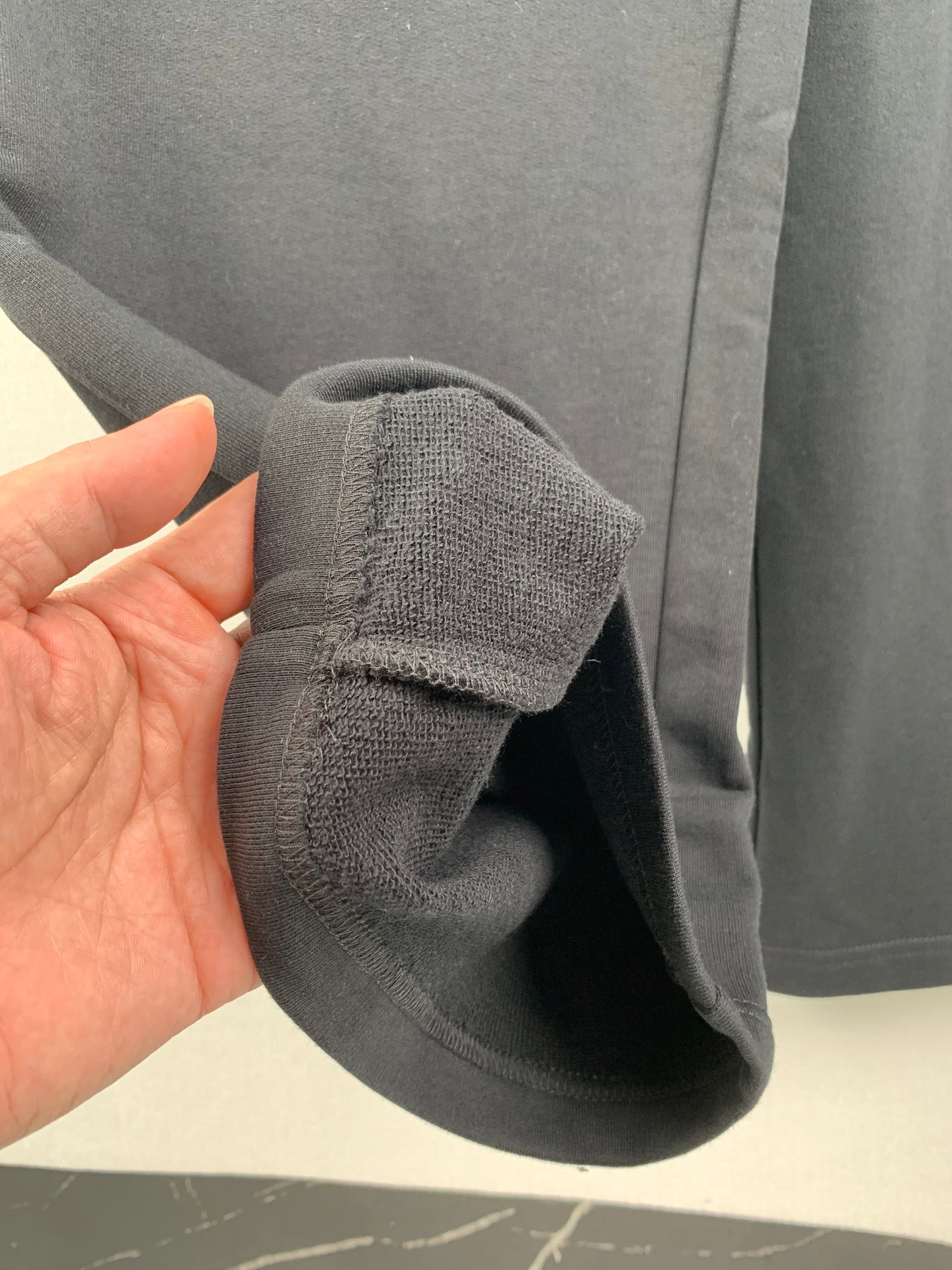 Balenciaga black pant cuff with soft inner lining detail
