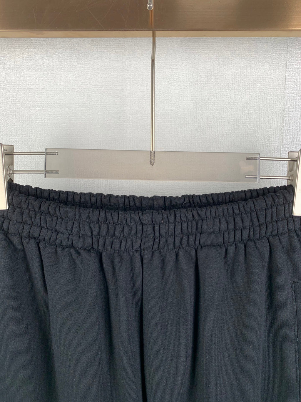 Balenciaga black elastic-waist pants with gathered waistband and side pockets