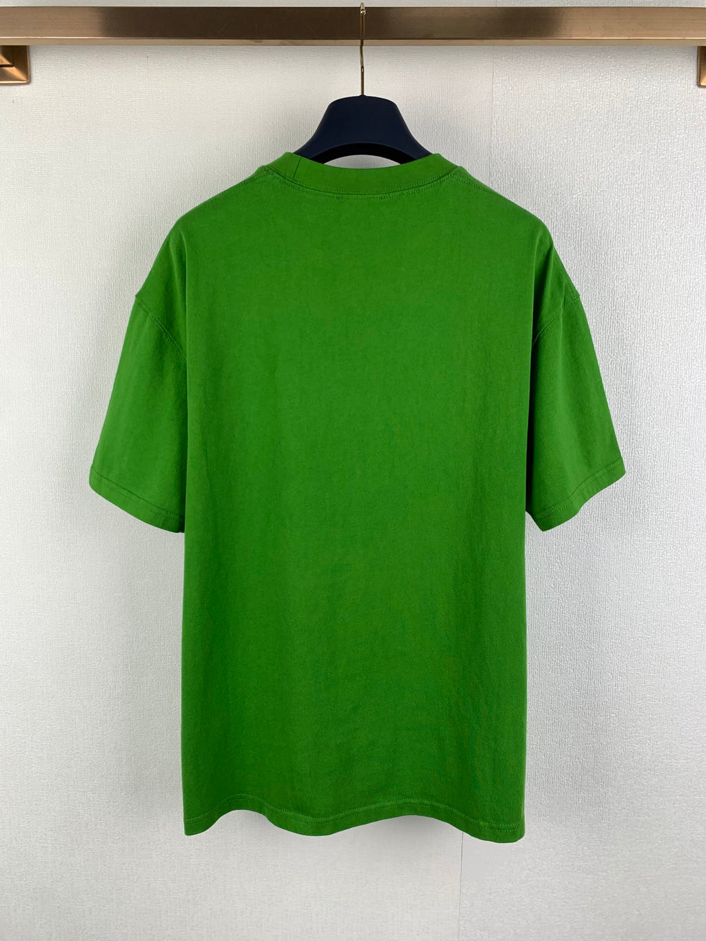 Prada short-sleeve T-shirt in bright green, back view with crew neck