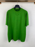 Prada short-sleeve T-shirt in bright green, crew neck with small triangular logo
