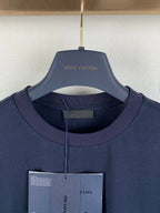 Navy Prada crewneck T-shirt collar with hang tags