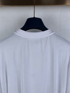 White crew-neck short-sleeve T-shirt neckline close-up