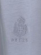 White T-shirt with embroidered PRADA crest logo