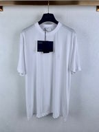 White crew-neck short-sleeve T-shirt with PRADA logo detail