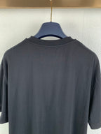 Prada crewneck T-shirt in dark fabric, back neckline close-up