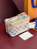 Louis Vuitton mini handbag with multicolor monogram print and tan leather trim