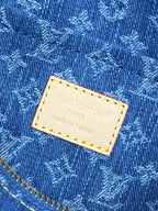 Louis Vuitton Paris made in France label patch on blue monogram canvas