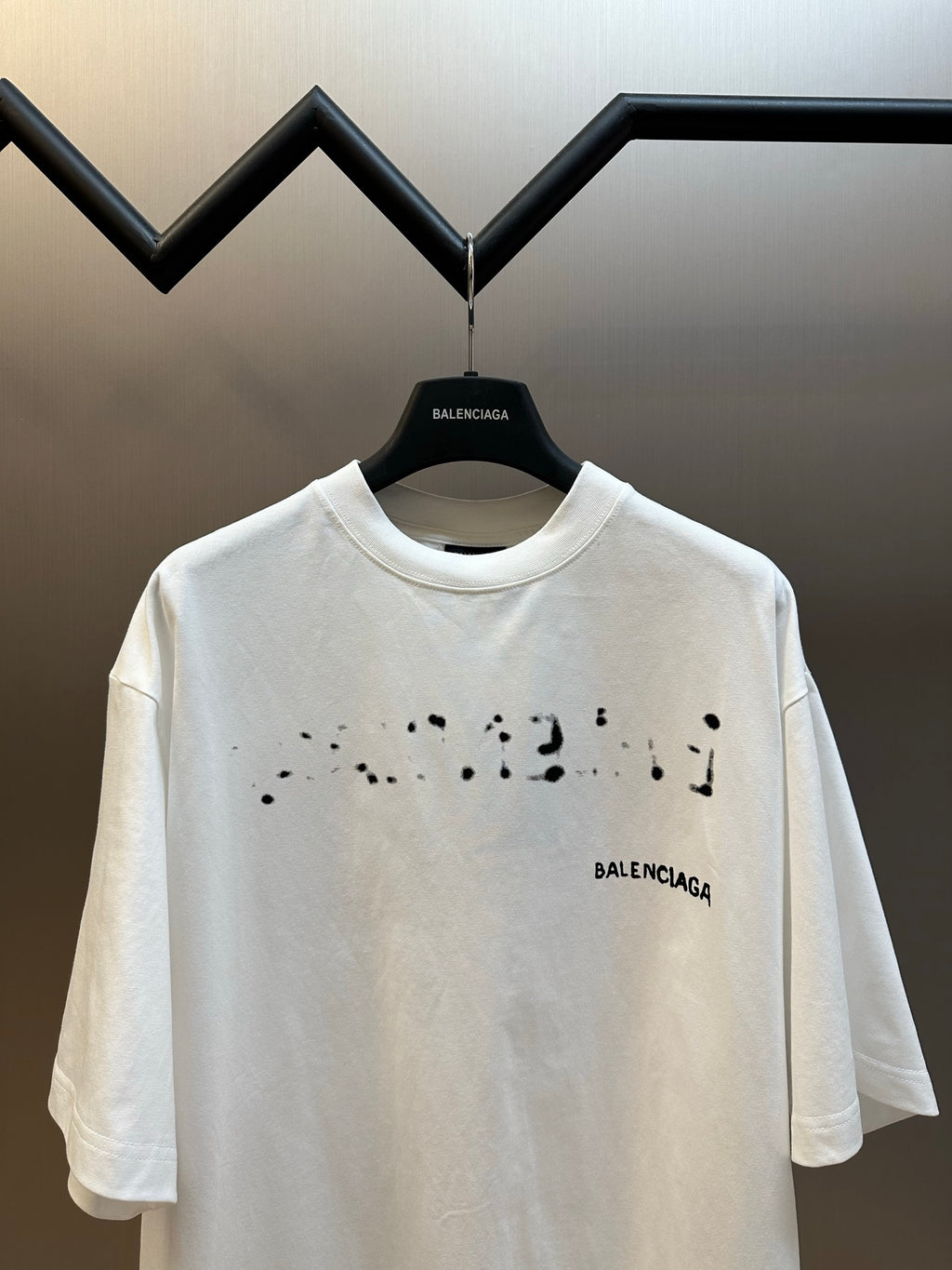 Balenciaga T-shirt in white with front splatter print and BALENCIAGA logo on chest