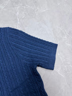 Ralph Lauren blue knit polo shirt sleeve with ribbed cuff