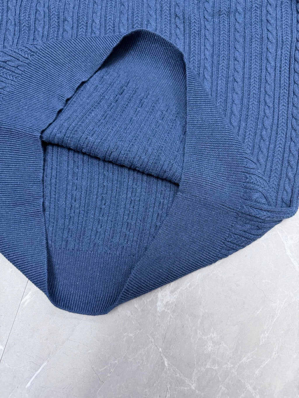 Ralph Lauren blue ribbed knit polo collar and cuffs