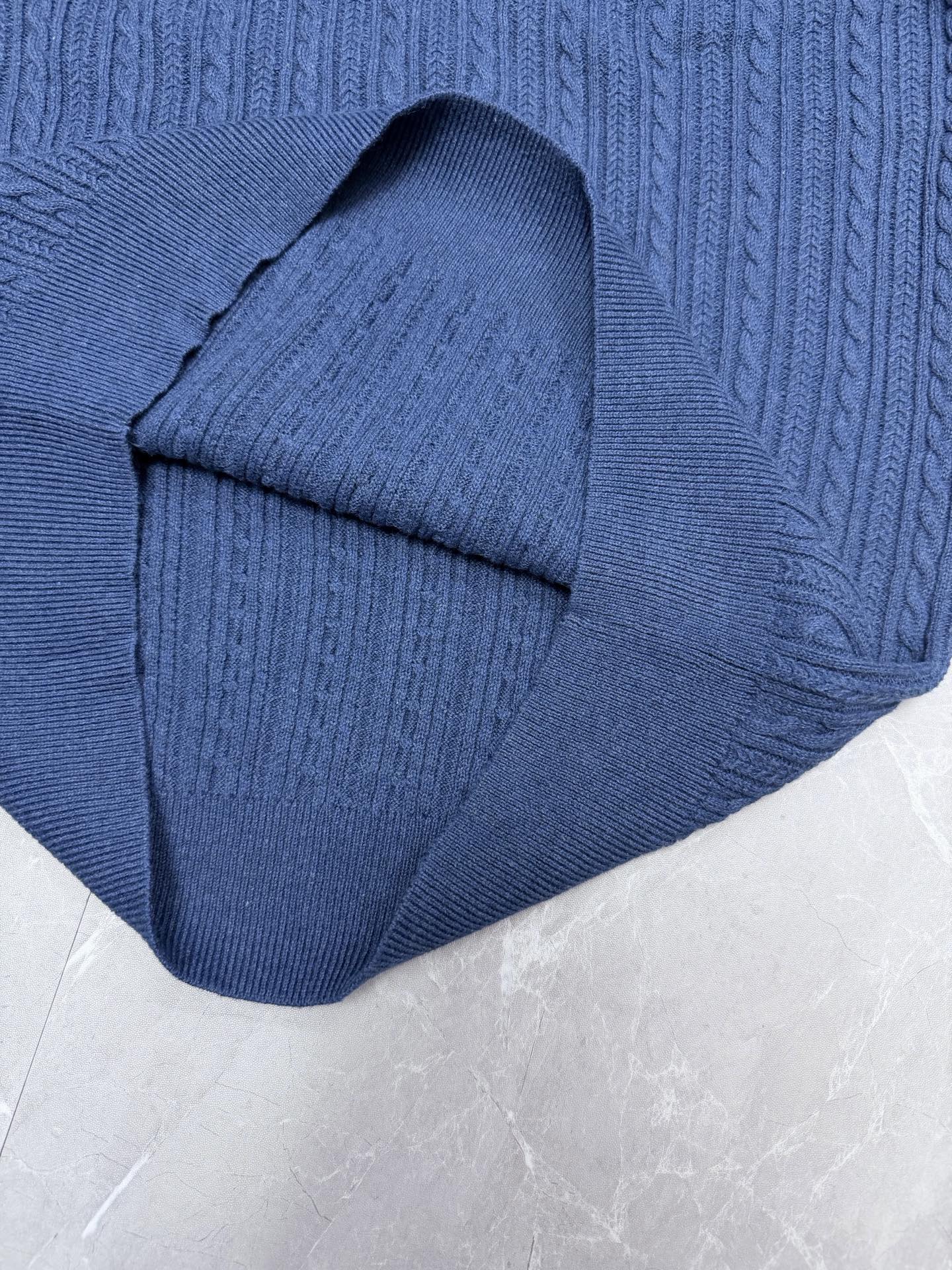 Ralph Lauren blue ribbed knit polo collar and cuffs