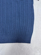 Ralph Lauren blue knit polo hem with textured cable pattern
