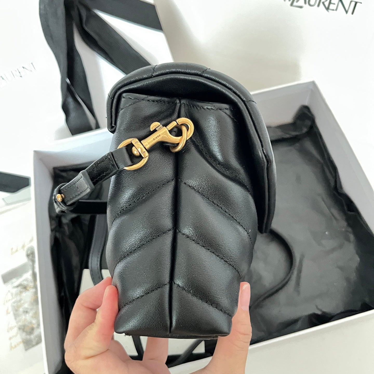 YSL Saint Laurent mini leather bag, black, with gold hardware