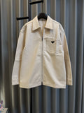 Prada beige canvas jacket with full zipper and chest pocket