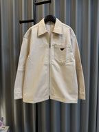 Prada beige canvas jacket with full zipper and chest pocket