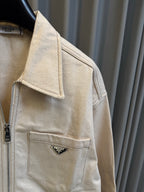 Prada beige canvas jacket with side pocket and stitched seams