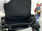 Louis Vuitton black crossbody bag front flap with side buckles and strap tabs