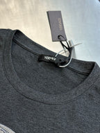 Versace crew-neck T-shirt collar with VERSACE neck label, dark heather gray